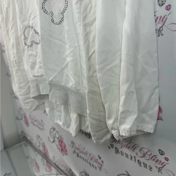 Kar-ma sweater rhinestone details Italy White Hooded Top with Heart Accents - Picture 5 of 13